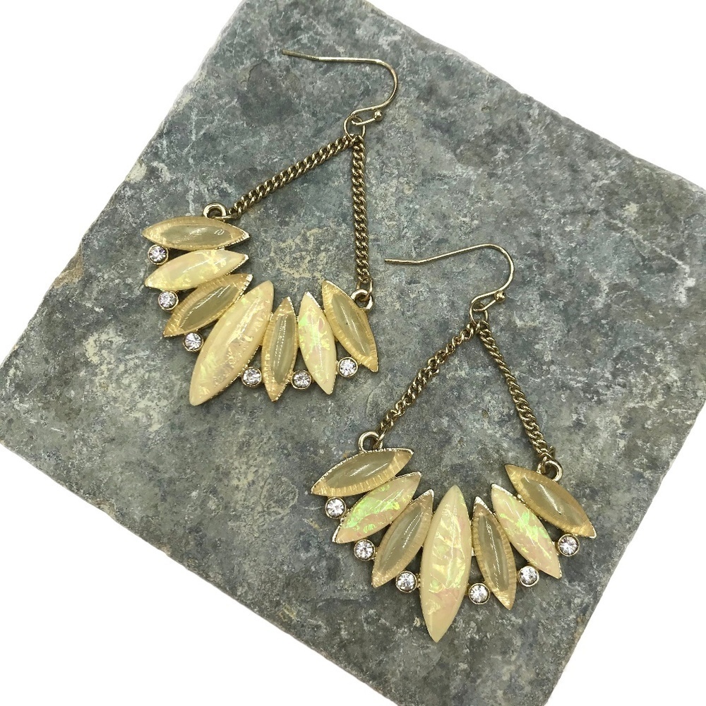 Yellow Jeweled Dangle Earrings​​